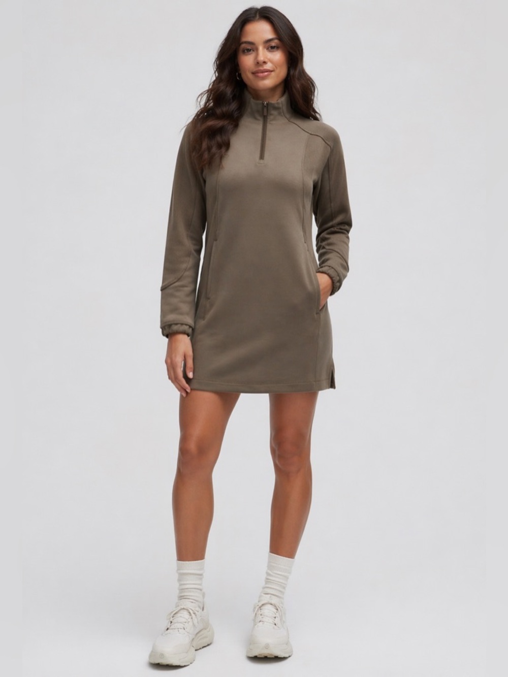 Lululemon Softstreme Half Zip Mini Dress Small Long Sleeve Athleisure